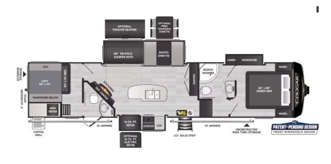 2023 KEYSTONE COUGAR 364BHL, , floor-plans-day image number 0